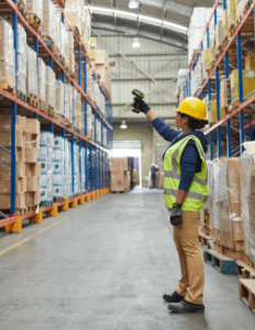 Abbildung Frau scannt Pakete im Lager